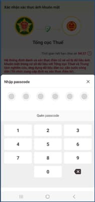 Nhập mã Passcode xác thực