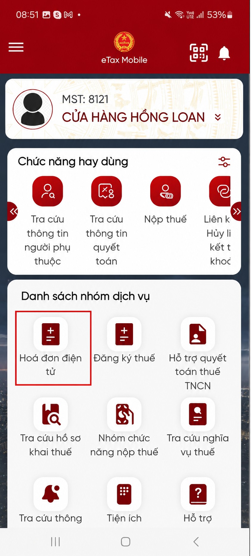 Nhập passcode eTax Mobile